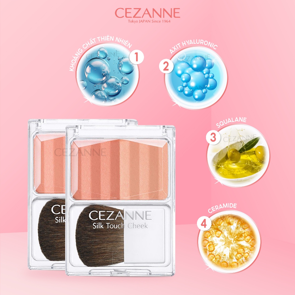 Phấn má hồng Cezanne Silk Touch Cheek Nhật Bản 4g