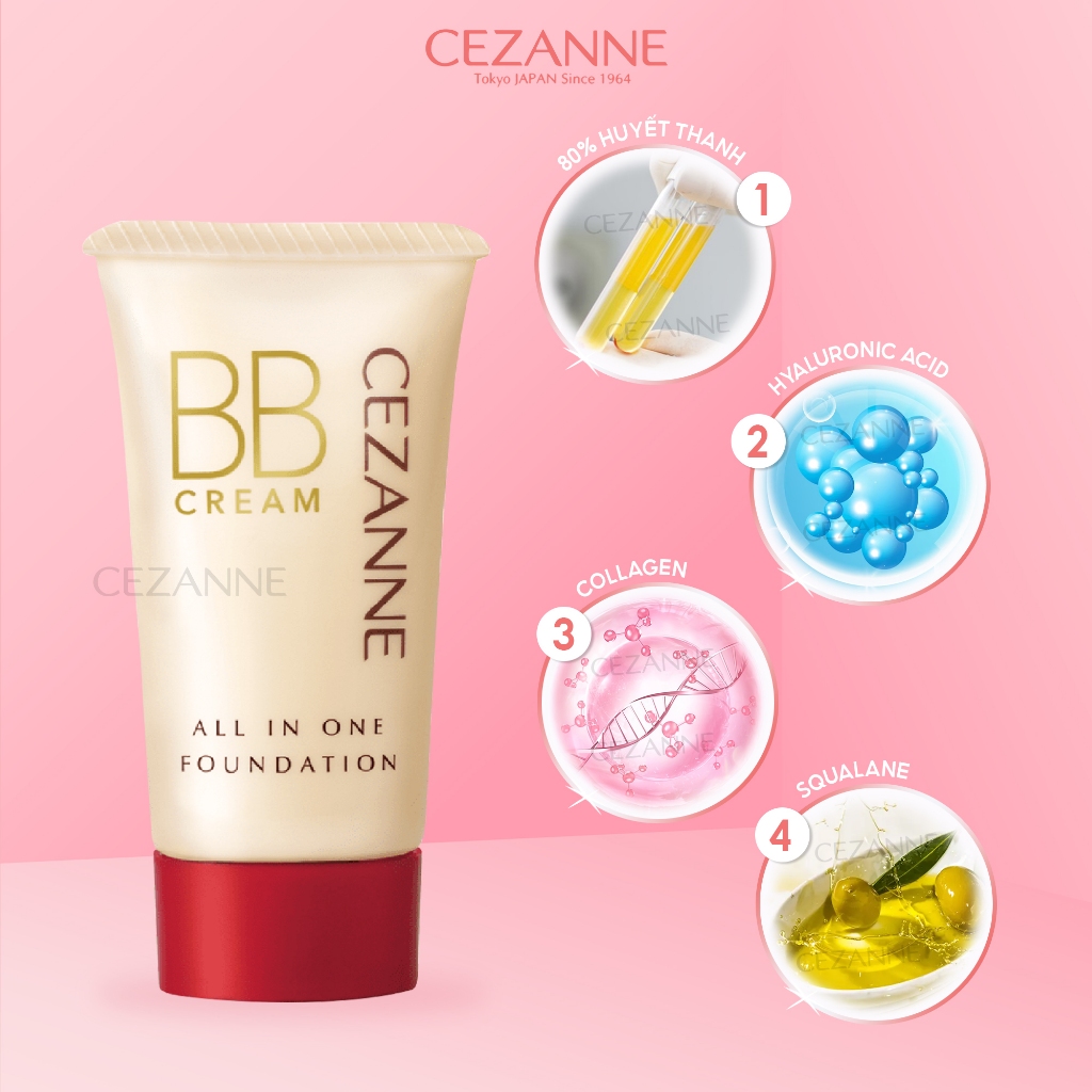 Kem nền che khuyết điểm Cezanne BB Cream All In One Nhật Bản SPF 23 PA++ 40g