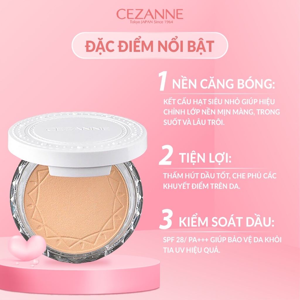 Phấn phủ kiềm dầu Cezanne UV Clear Face Powder Nhật Bản chống thấm nước SPF 28 PA+++ 10g