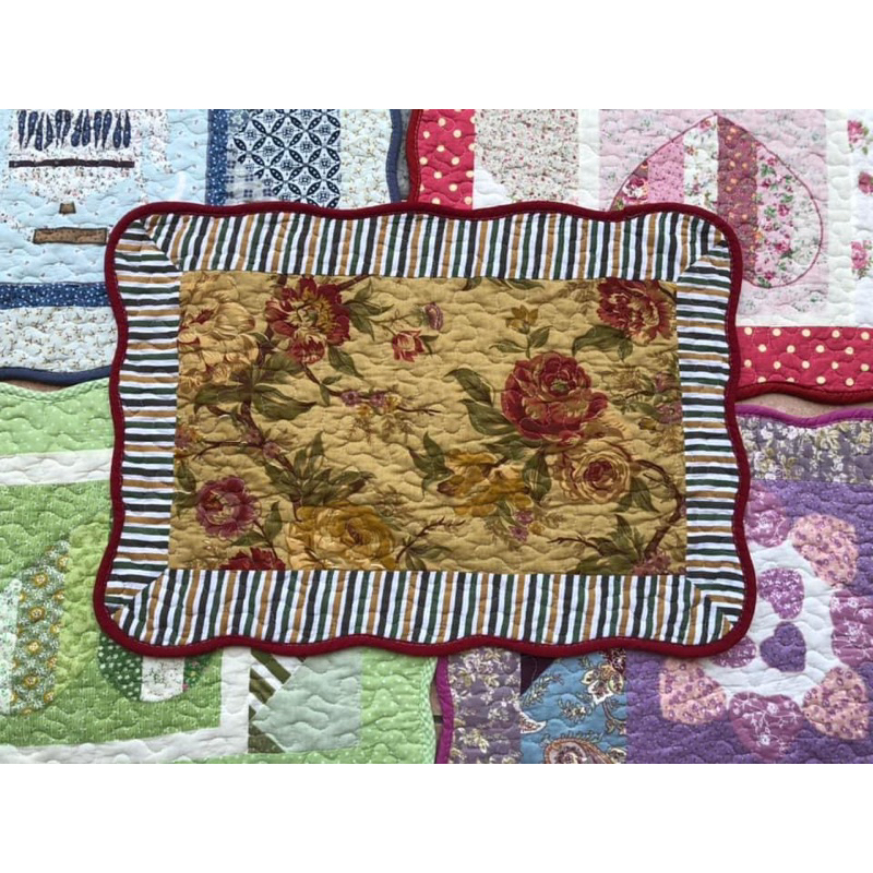 Thảm vải trần bông hoạ tiết vintage chống trơn trượt, giặt được máy giặt