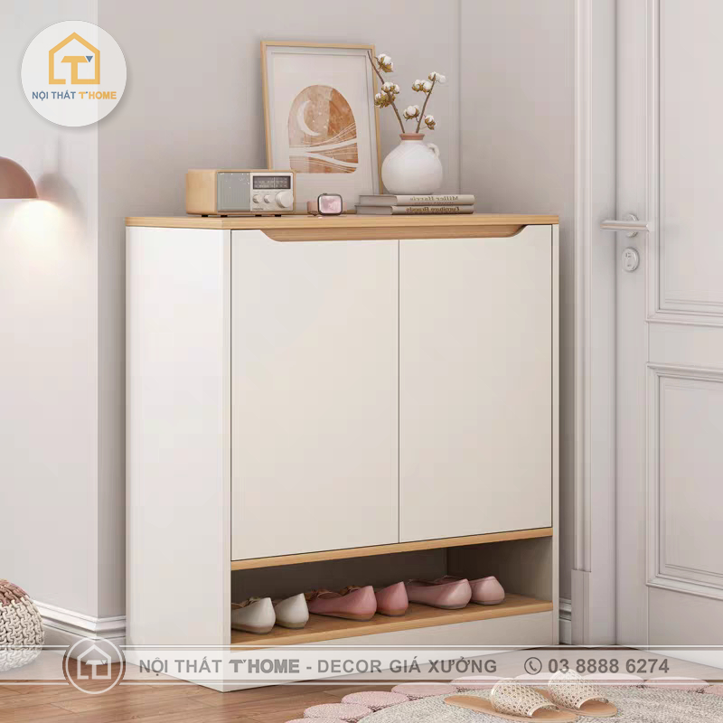 TỦ GIÀY 2 cánh màu trắng cánh 45