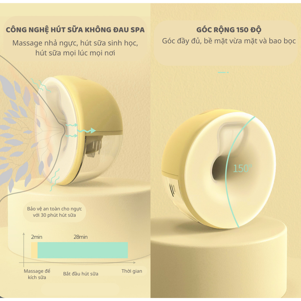 Máy hút sữa Real Bubee,9 chế độ hút, massage kích sữa,điều chỉnh tăng giảm áp lực - Momby Shop