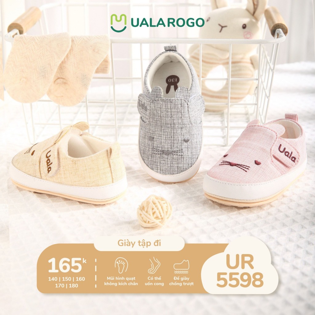 UALAROGO Giày Dép Tập Đi Chống Trơn Trượt Đế Cao Su Non Cho Bé Trai Bé Gái Mẫu Mới 2