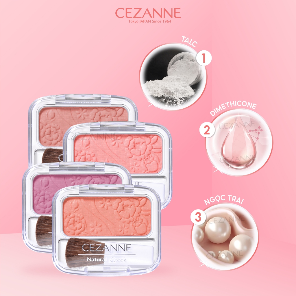 Phấn Má Hồng Cezanne Natural Cheek N Nhật Bản Mềm Mịn Lâu Trôi Màu 10 Cam Nhạt 4g