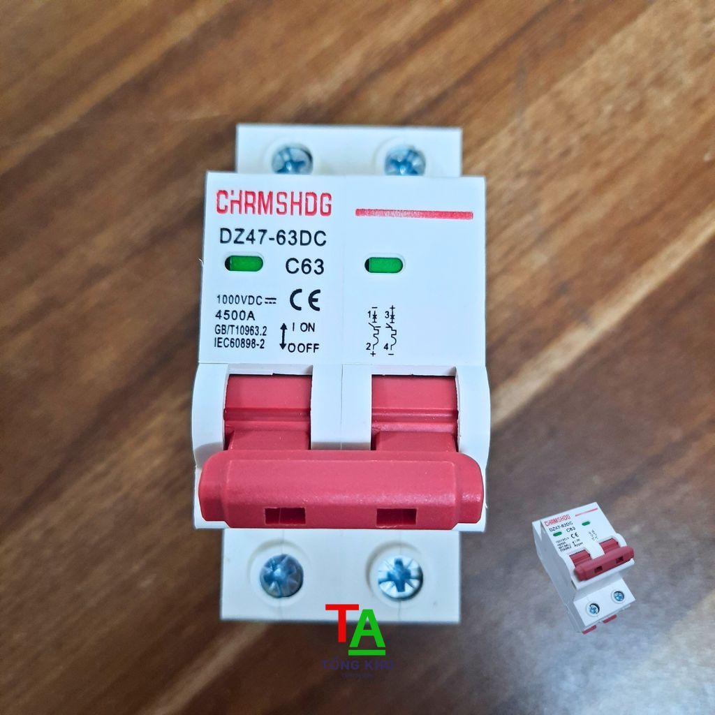 Aptomat DC, 2 pha - 1000VDC 16A, 32A, 40A, 63A  đỏ