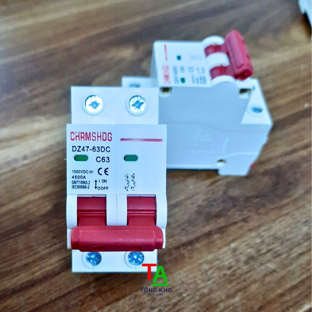 Aptomat DC, 2 pha - 1000VDC 16A, 32A, 40A, 63A  đỏ