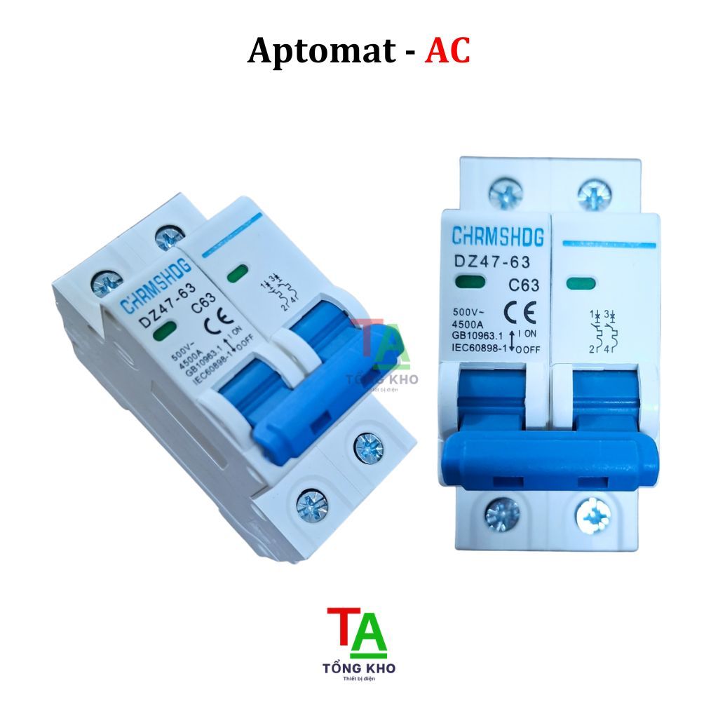Aptomat AC 2 Pha NXB-63 Chrmshdg 16A~ 63A  xanh