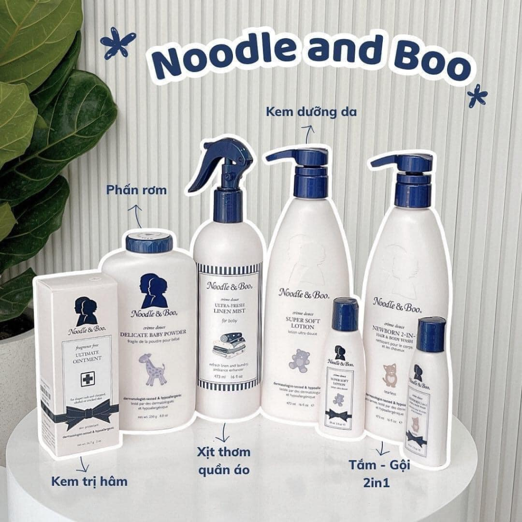 Bộ tắm gội/lotion/kem hăm sản phẩm Noodle & Boo từ Mỹ
