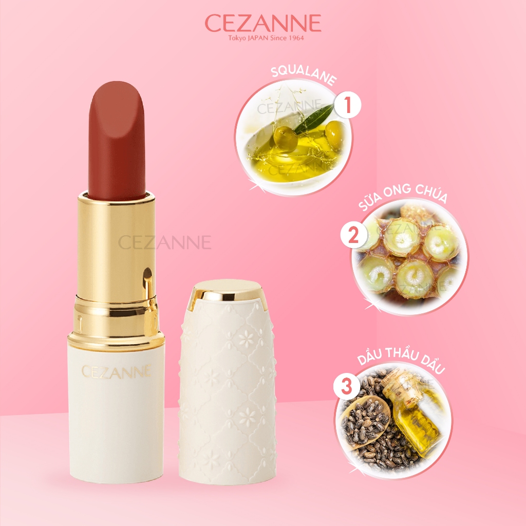 Son thỏi lì Cezanne Lasting Lip Color N Nhật Bản mềm mịn lâu trôi 3.9g - Màu 501