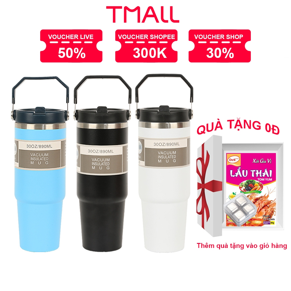 Ly Giữ Nhiệt T MALL Vacuum Inox 304 Dung Tích 850ml Có Tay Cầm, Cao Cấp Kiểu Dáng Hàn Quốc, Sang Trọng, Cốc cỡ lớn