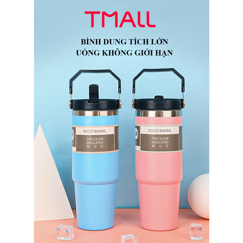 Ly Giữ Nhiệt T MALL Vacuum Inox 304 Dung Tích 850ml Có Tay Cầm, Cao Cấp Kiểu Dáng Hàn Quốc, Sang Trọng, Cốc cỡ lớn