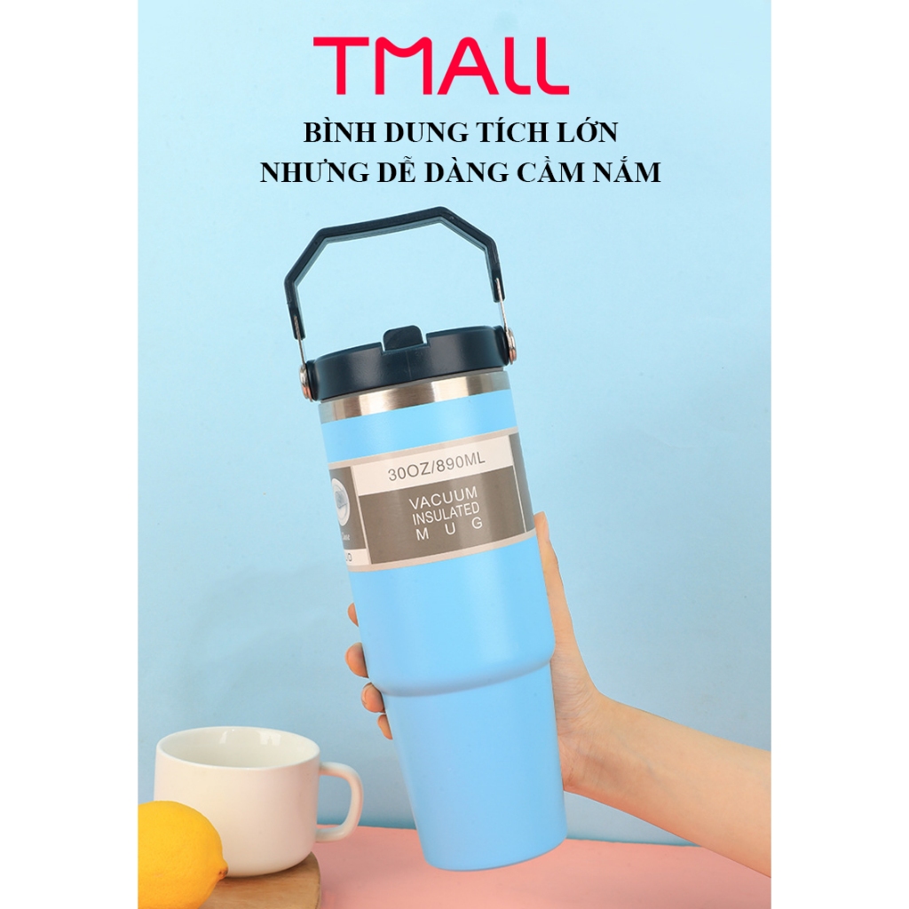 Ly Giữ Nhiệt T MALL Vacuum Inox 304 Dung Tích 850ml Có Tay Cầm, Cao Cấp Kiểu Dáng Hàn Quốc, Sang Trọng, Cốc cỡ lớn