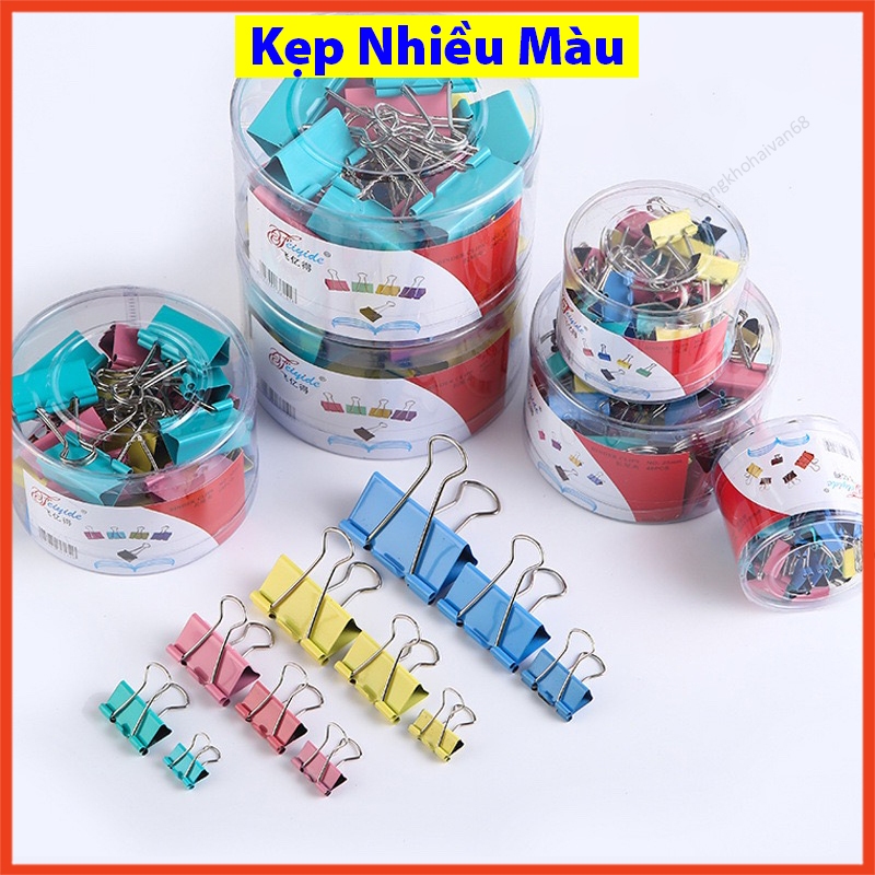 Kẹp Bư ớm Bằng Sắt Kẹp Tài Liệu Giấy Tờ , kích thước15mm/19mm/25mm/32mm/41mm/51mm nhiều màu