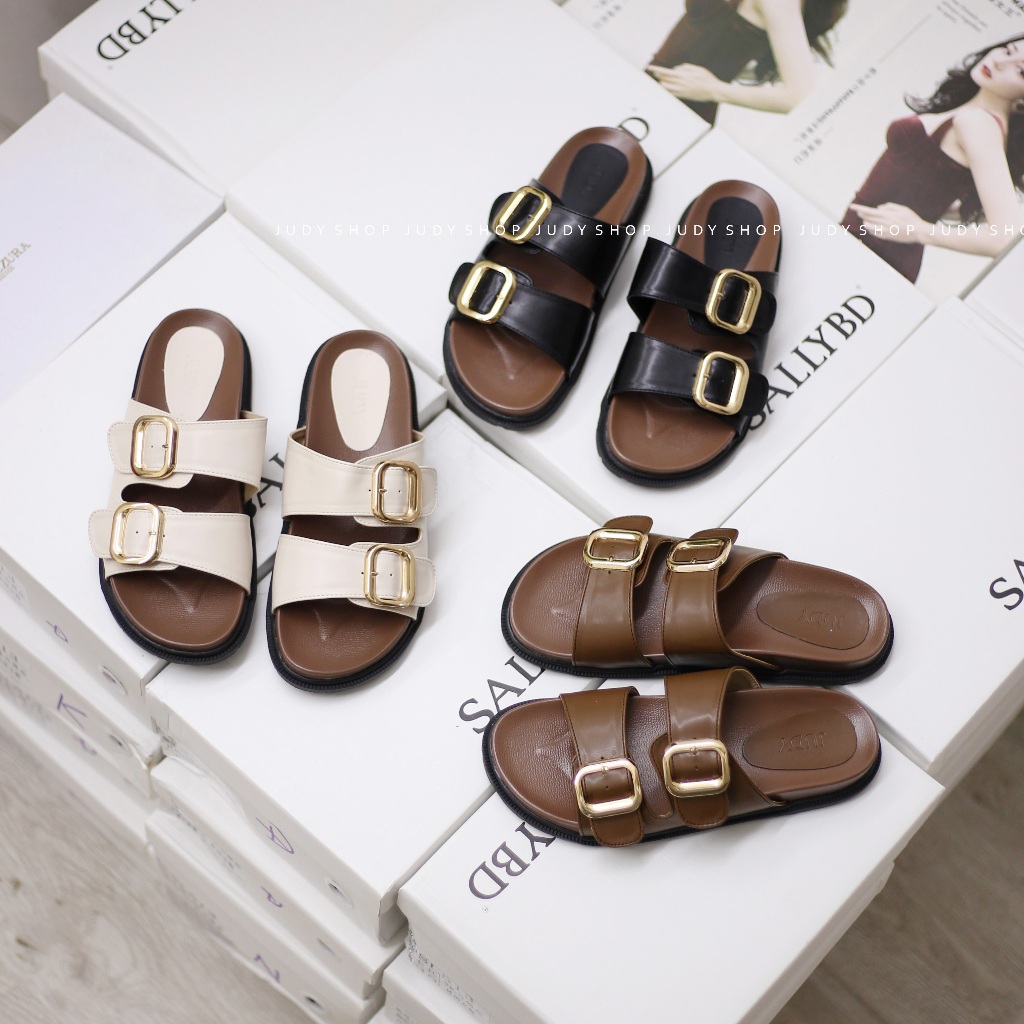 Dép Judy 2 Quai Ngang Khuy Cá Tính Đế Su Mềm Nhẹ Êm Chân