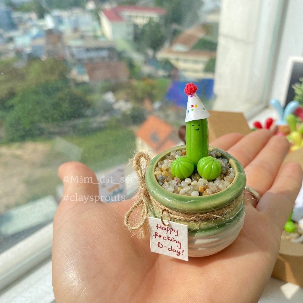 Quà sinh nhật tặng bạn trai - Xương rồng tinh nghịch đội mũ - New design - 10/2023