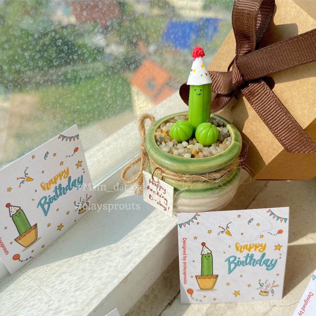 Quà sinh nhật tặng bạn trai - Xương rồng tinh nghịch đội mũ - New design - 10/2023