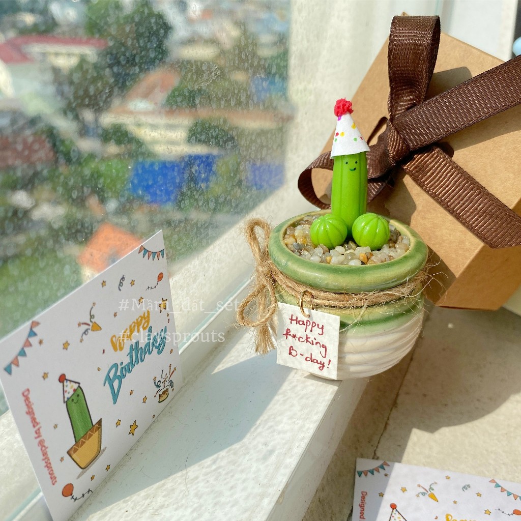 Quà sinh nhật tặng bạn trai - Xương rồng tinh nghịch đội mũ - New design - 10/2023