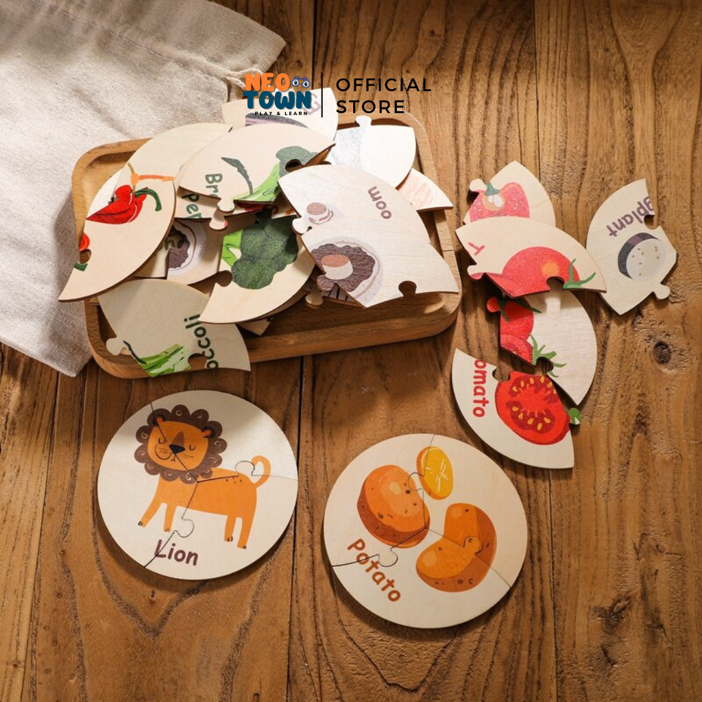 Bộ Ghép Hình Puzzle 3 Mảnh Nhiều Chủ Đề Neo Town - Đồ Chơi Gỗ Ghép Hình Montessori