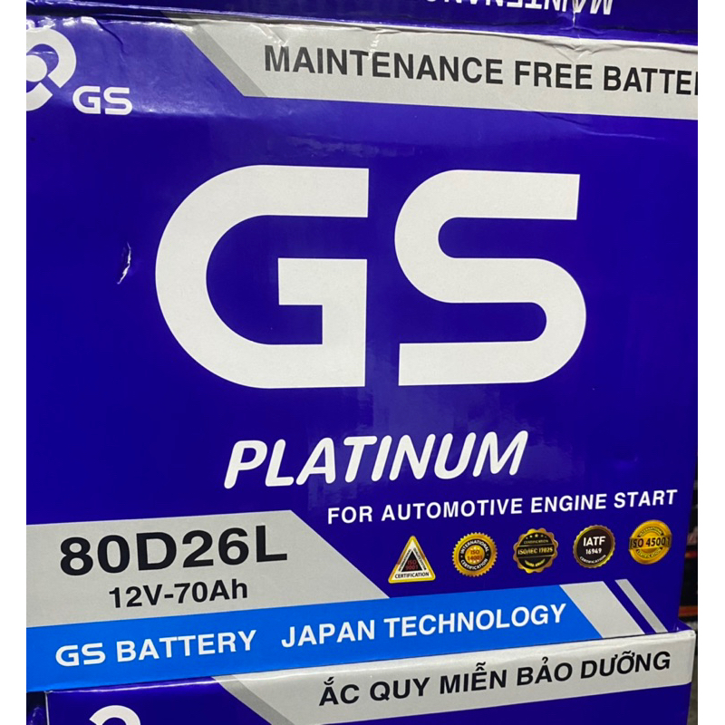 Ắc quy GS 12V-70Ah 80D26L Platinum