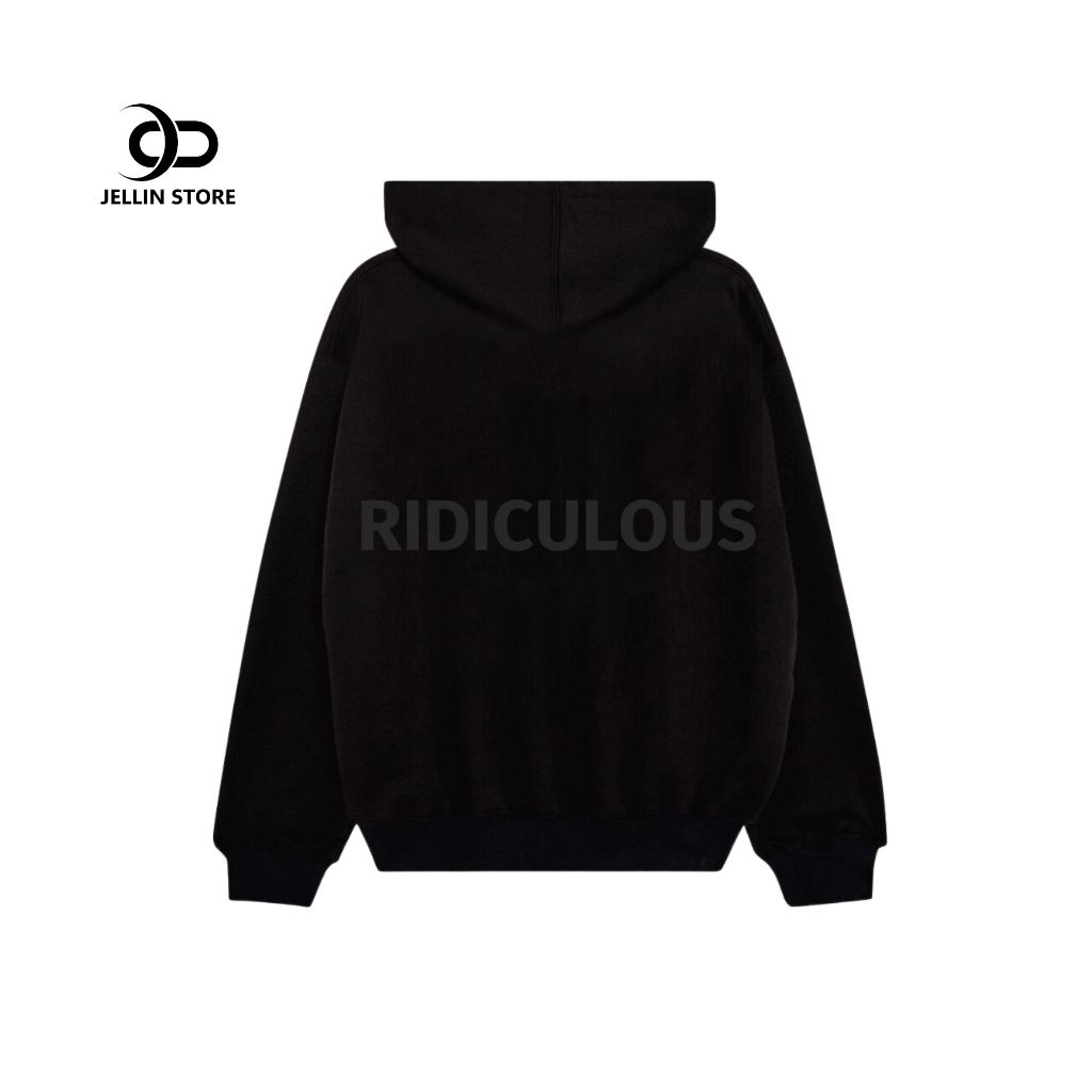Áo Hoodie Đen Ridiculous Thêu Nổi Unisex | JELLIN STORE
