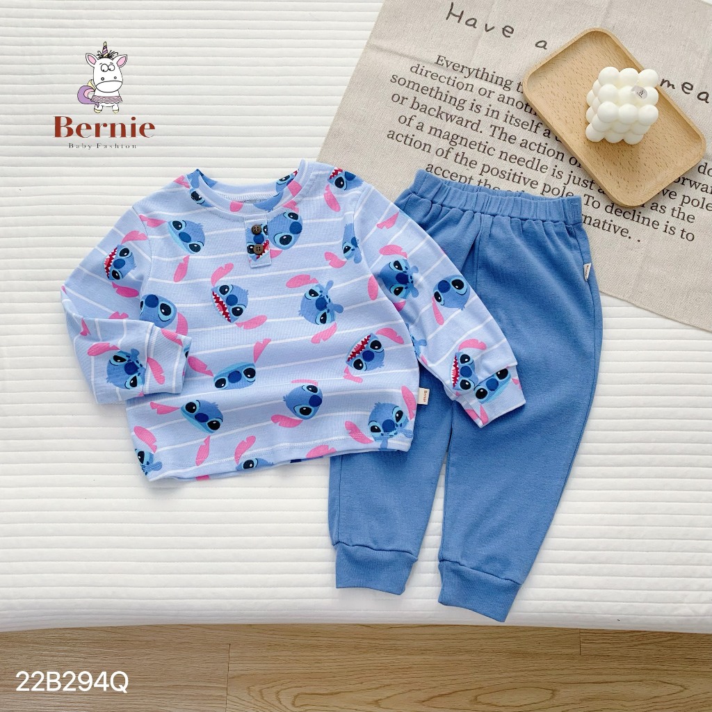 Bộ thu đông bé trai cotton bozip mềm mại cho bé từ 9-23kg Bernie - Bộ dài tay bé trai - 22B294Q