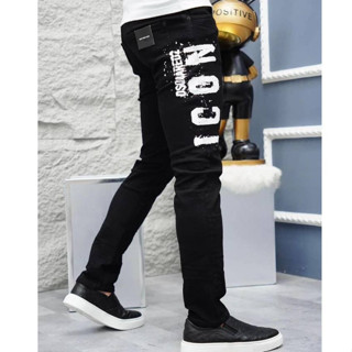 Quần Jean Nam DSQUARED2 ICON Vẩy Sơn Quần Bò Nam ICON Hoạ Tiết Chữ Icon Chạy Dọc Vảy Sơn Bản 4 Khuy