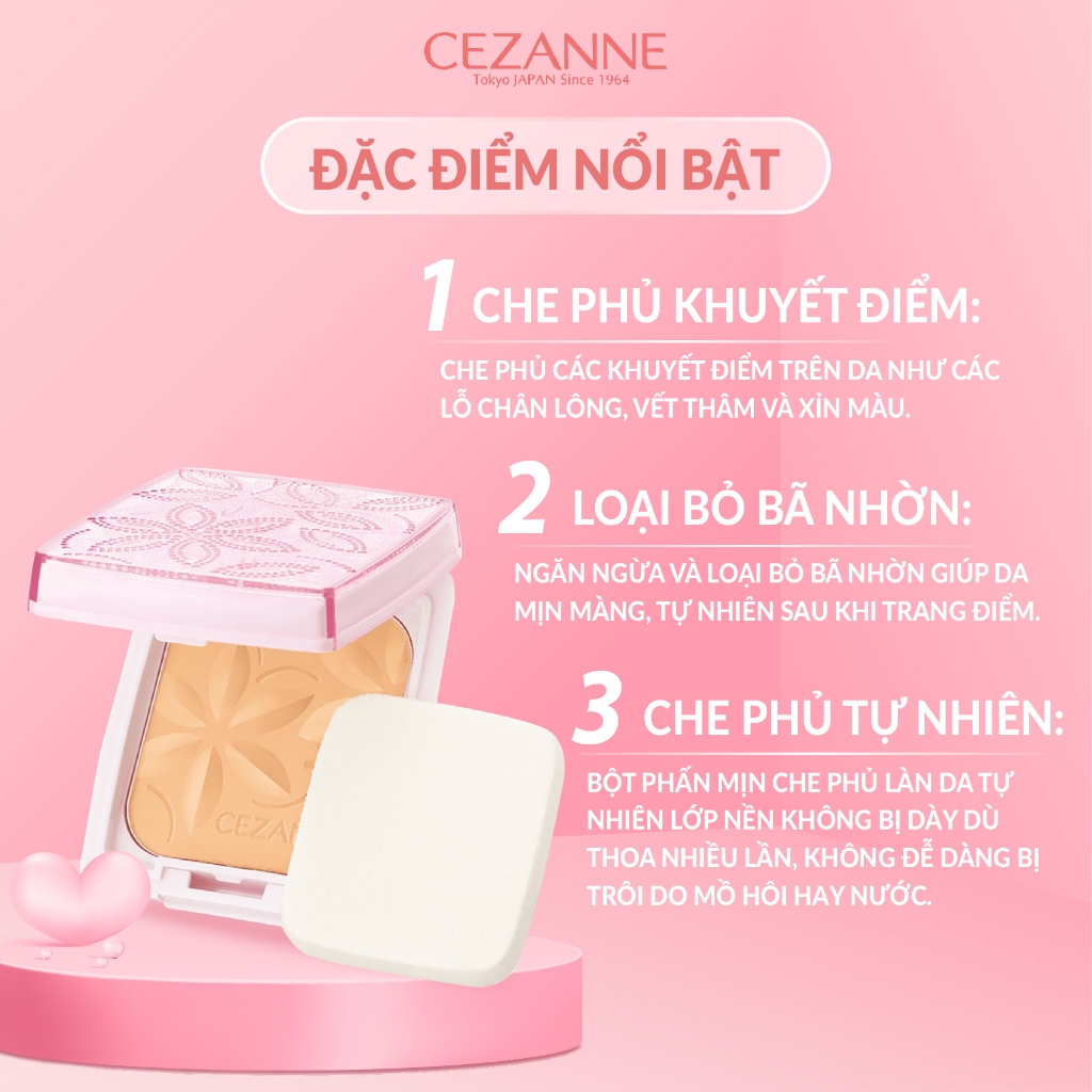 Phấn phủ Cezanne Ultra Cover UV Pact Nhật Bản lâu trôi chống thấm nước SPF 50+ PA++++ 11g