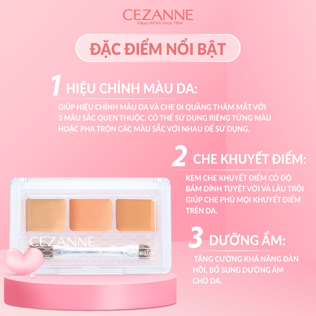 Kem che khuyết điểm Cezanne Palette Concealer Nhật Bản độ che phủ cao chống thấm nước 4.5g