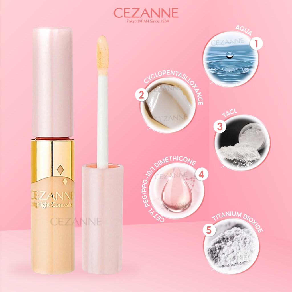 Kem che khuyết điểm Cezanne Highlight Concealer Nhật Bản độ che phủ cao chống thấm nước 8g