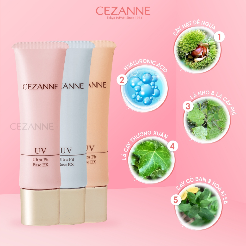 Kem lót trang điểm Cezanne UV Ultra Fit Base EX Nhật Bản dưỡng ẩm nâng tone dành cho da khô 30g