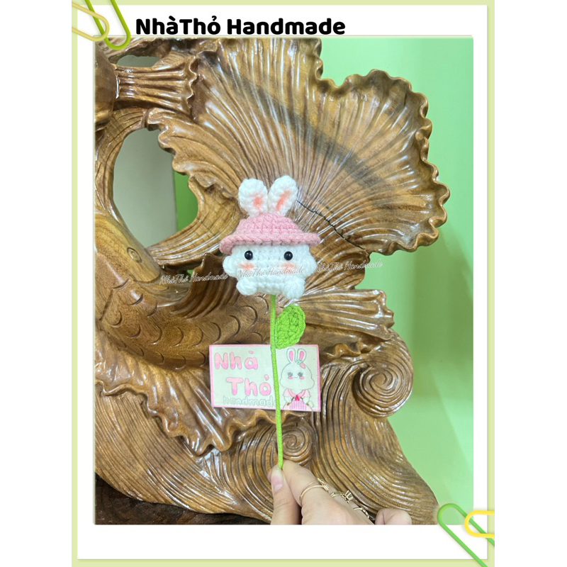 Bông hoa handmade bằng len gắn xe, treo xe, trang trí kính hậu dễ thương