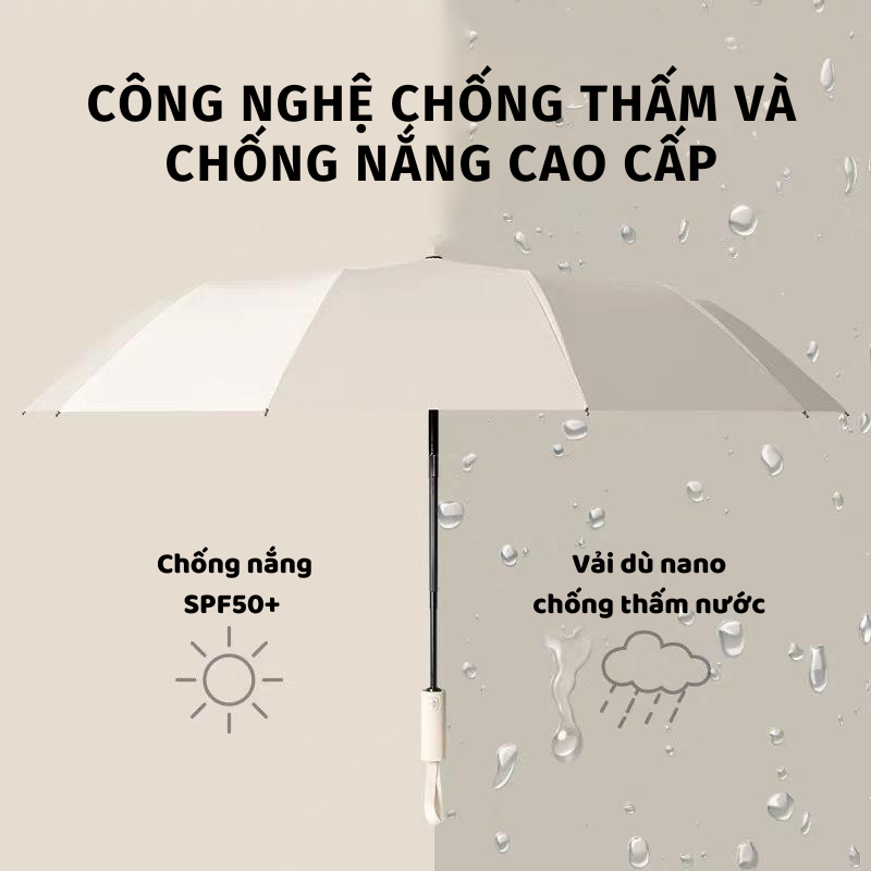 Dù Che Mưa Mino 12 Thép Chống Gỉ Gấp Gọn Tiện Lợi Chống Tia UV