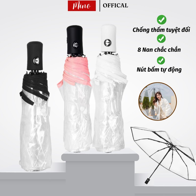 Dù Trong Suốt Mino Đóng Mở Tự Động Chụp Ảnh Siêu Xinh Nan Thép Chắc Chắn