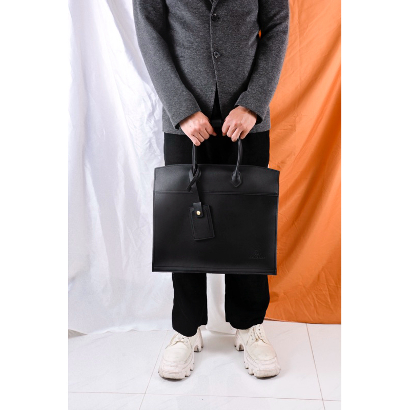 Túi da KHÔISTORE | Horizontal_Túi tote balo đeo chéo đa năng_Túi thiết kế_Hàng thủ công_Màu đen