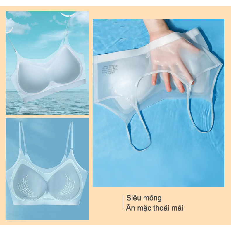 Áo Lót Nữ Tàng Hình Voan Lạnh Siêu Mỏng Nhẹ Tản Nhiệt Không Gọng Không Đường May Al4