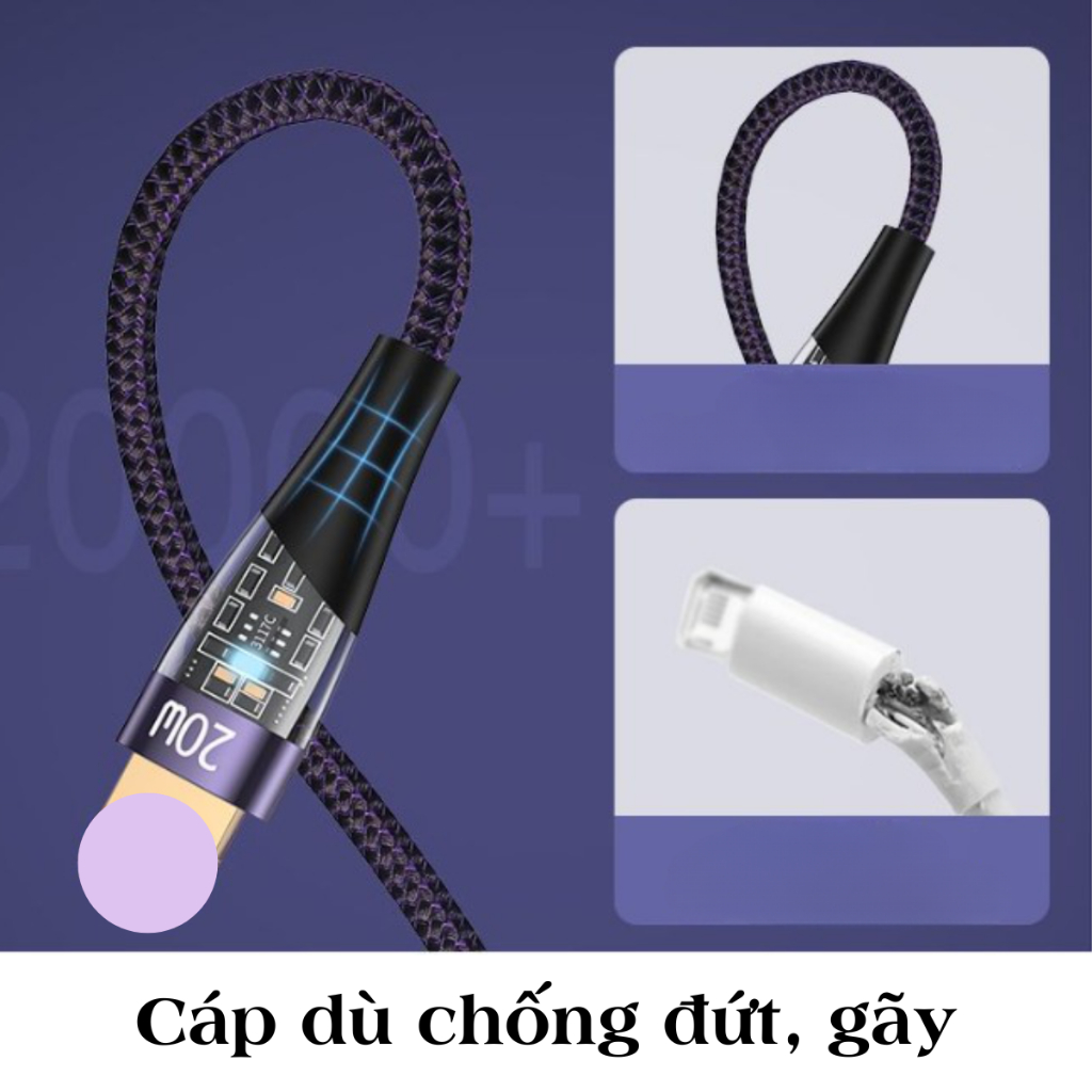 Cáp Sạc Nhanh TOTU BPD-010, Công Suất 20W, Bọc Dù Chống Đứt, - Dây Sạc 20W  | Bảo Hành 6 Tháng