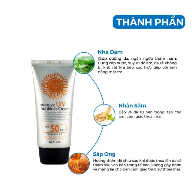 Chống Nắng 3W Clinic Intensive UV Sunblock Cream 70ml