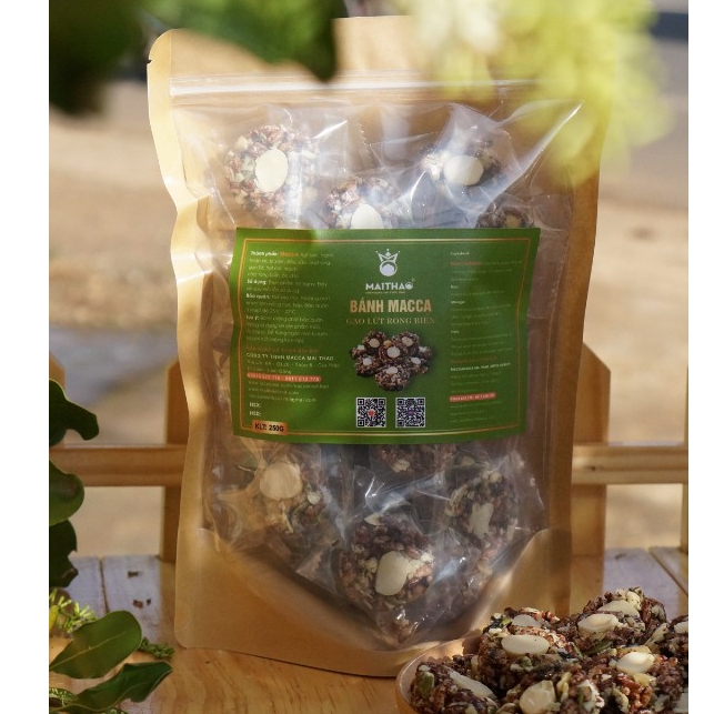 Bánh Macca Gạo Lứt Rong Biển túi 250g bánh mix hạt healthy bánh gạo lức ăn kiêng.