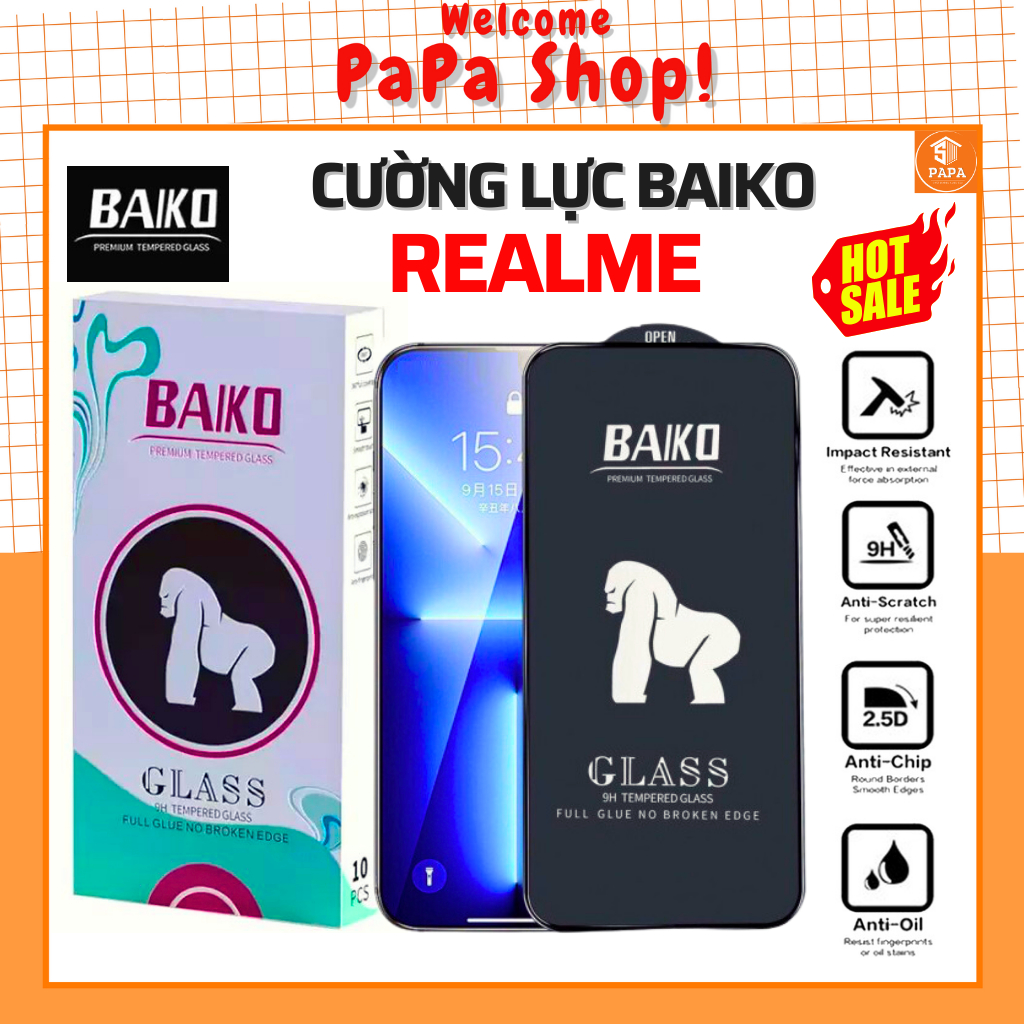 Cường lực Realme C51 C53 C55 C33 C35 C3 C11 C12 C25Y C30s C33 5 5s 6 7 8 9 9i Pro 10 11 Gt Neo 2 2T 3 5 Q5 Q3s Q3 Baiko