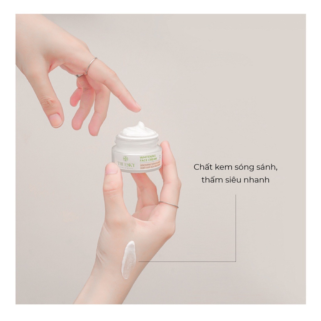 Bộ sản phẩm dưỡng trắng da mặt và toàn thân Truesky gồm 1 kem dưỡng trắng body 100g + 1 kem dưỡng trắng da mặt 20g