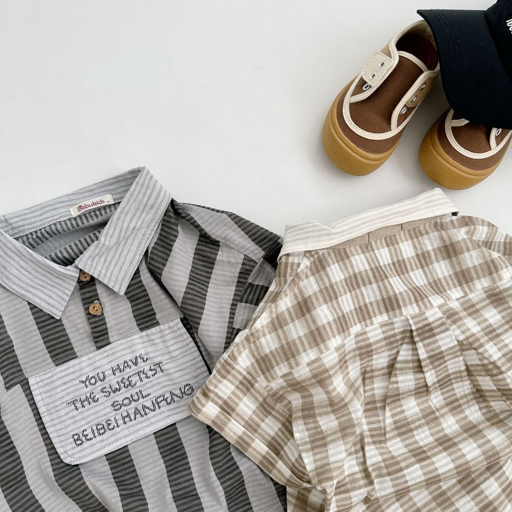 Set quần áo sơ mi cộc tay cho bé trai năng động, chất iệu cotton mềm mịn, Miniumbaby SB1662