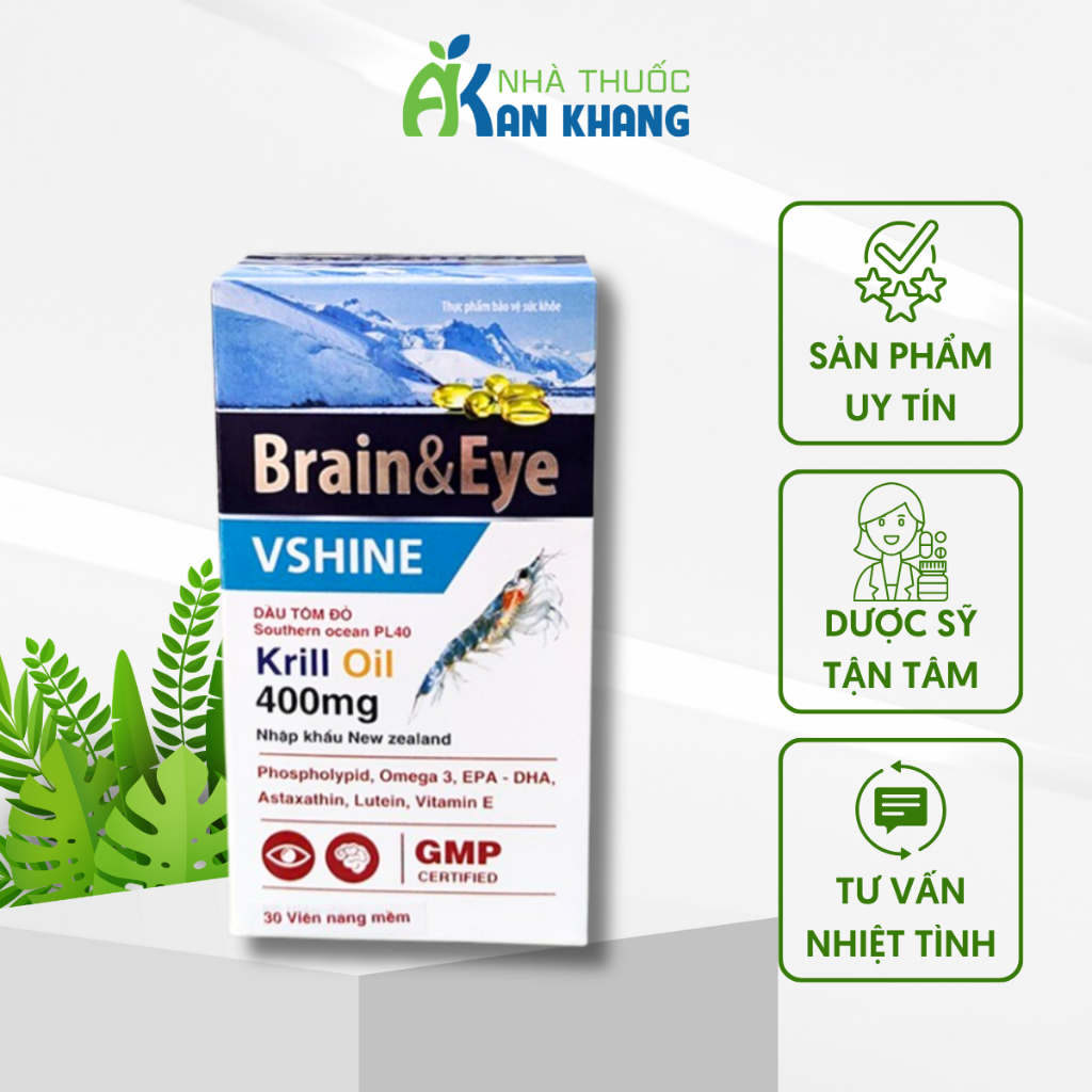 Viên uống bổ mắt và não Brain &amp; Eye Vshine - Bổ sung omega 3 và Lutein