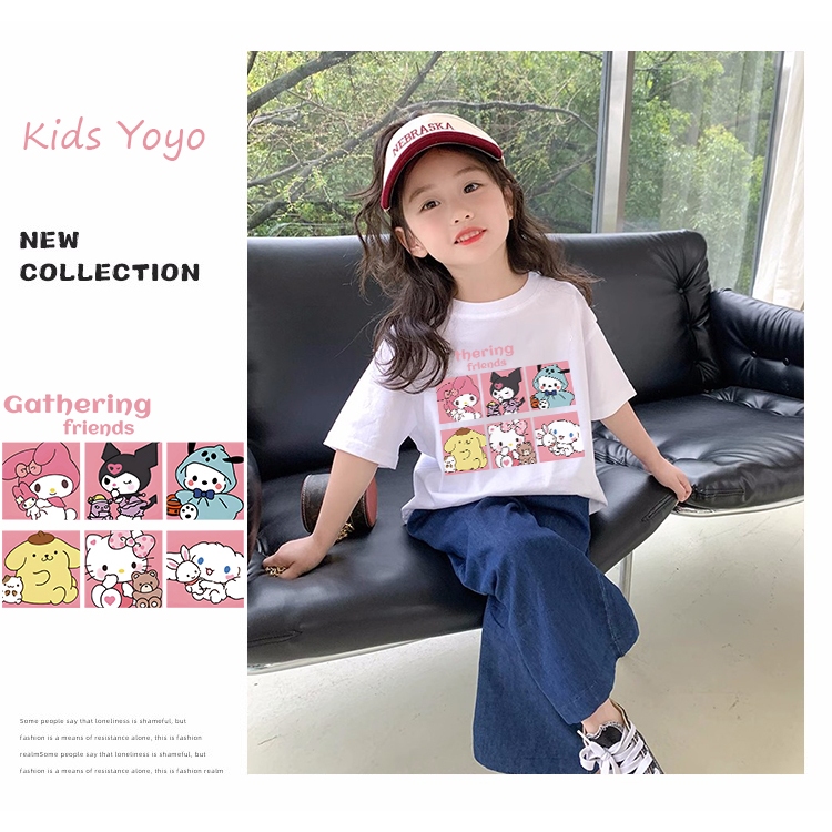 Kids YoYo 2023 Oversize 100% Cotton Áo bé trai Áo thun cộc tay bé gái Từ 2-12 tuổi T0050