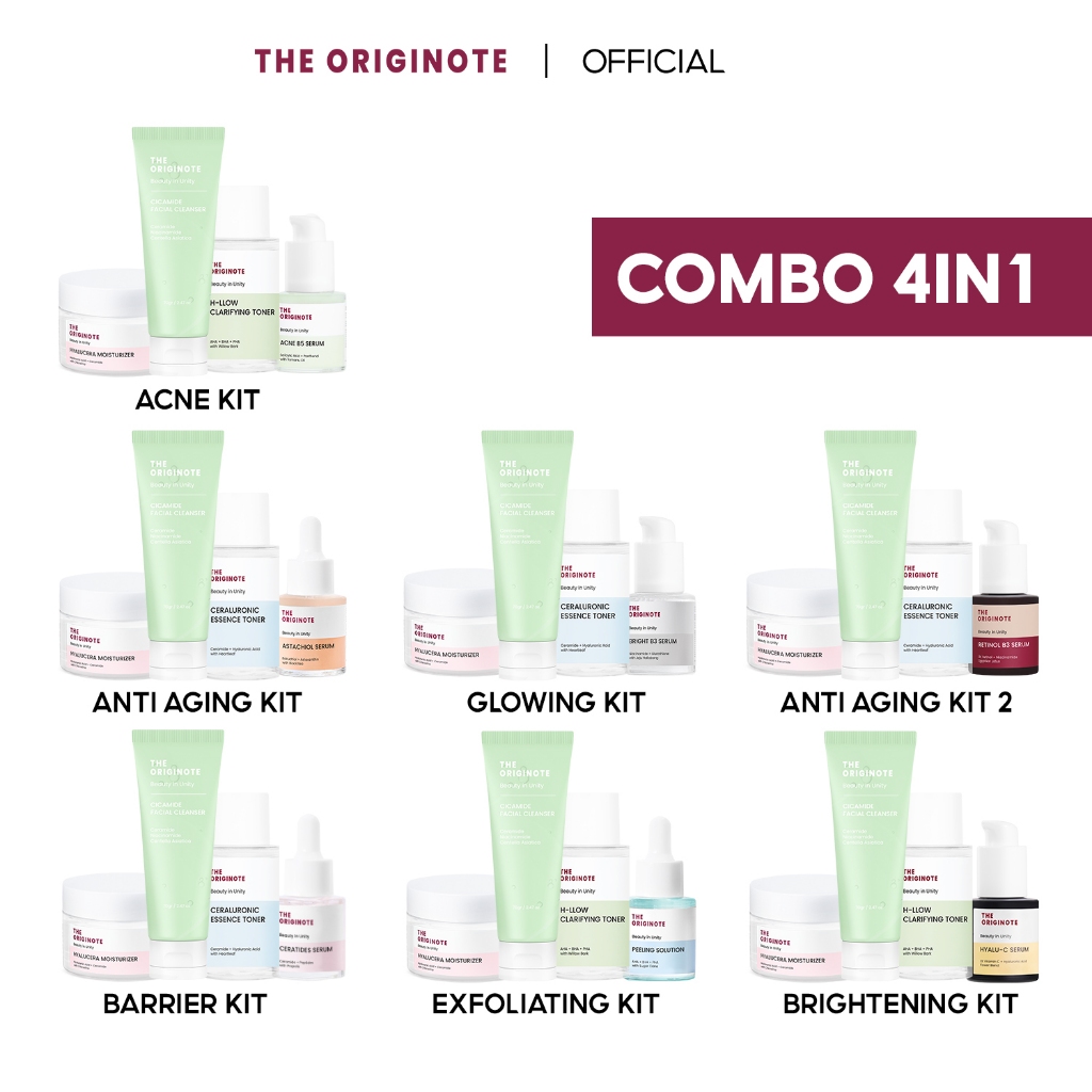 Combo The Originote 4IN1 hỗ trợ làm sạch sâu, dưỡng ẩm, trẻ hóa làn da