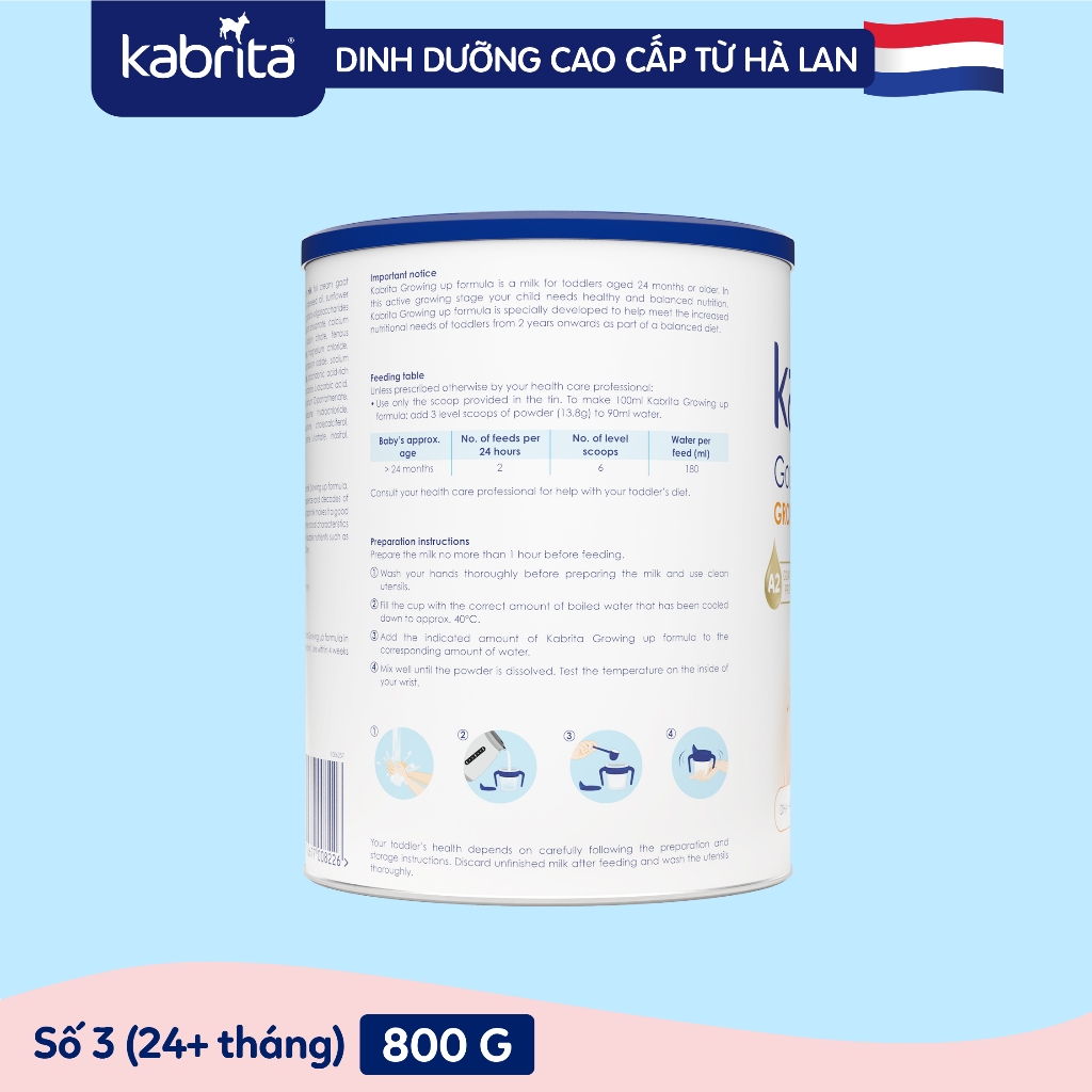Combo 2 lon Sữa dê Kabrita số 3 cho trẻ trên 24 tháng - Lon 800g