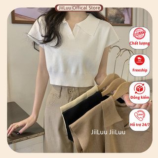 Áo Croptop polo mongtoghi cổ sơ mi JiiLuu