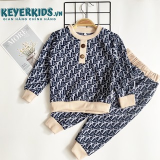 Set Thu Đông Bé Trai Bé Gái KEYER KID, chất Len Dạ, Chất Vừa Vặn Mặc Thu Đông Họa Tiết Đơn Giãn TD06