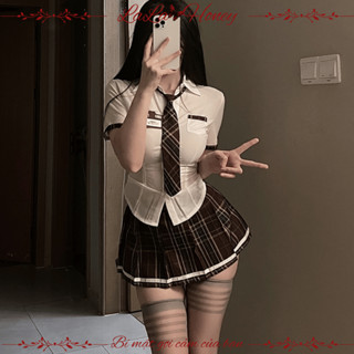 Váy Ngủ Cosplay Sexy Nữ Học Sinh BẢN CAO CẤP Gợi Cảm Kèm Cà Vạt Huy Hiệu, Bộ Đồ Cosplay Nữ Học Sinh- LALA HONEY