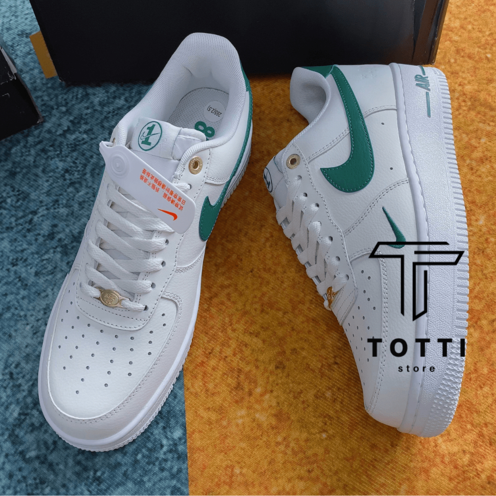 Giày Sneaker Cổ Thấp Nk Air Force 1 Low '07 LV8 40th Anniversary Sail Malachite - Swoosh Green