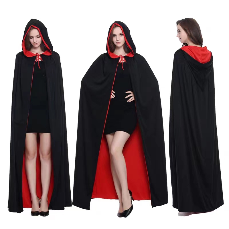 Áo Choàng có nón ma cà rồng 2 lớp đổi 2 màu đỏ đen trang phục hoá trang lễ hội halloween cho trẻ em và người lớn